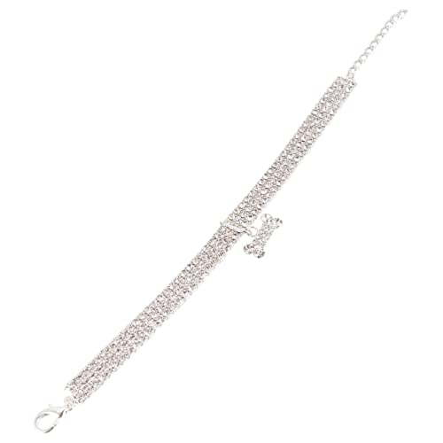 DRESSOOS Jungen Schmuck Halskette Für Hunde Hundehalsbänder Für Kleine Hunde Welpenhalsband Chihuahua-Halsband Junge Welpe Welpenhalsbänder Schmuck Für Mädchen Strass Haustier Kristall Weiß von DRESSOOS