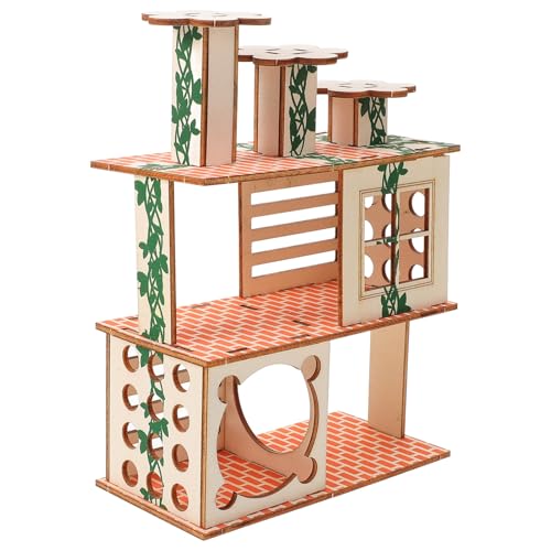 DRESSOOS Hamster Klettergerüst, Rattenzubehör, Hamster Zubehör, Holzvilla, Versteck, Hamster Holzhütte, Entzückendes Rattenhaus, Hamsterhäuser, Meerschweinchenhäuser Und Verstecke, von DRESSOOS