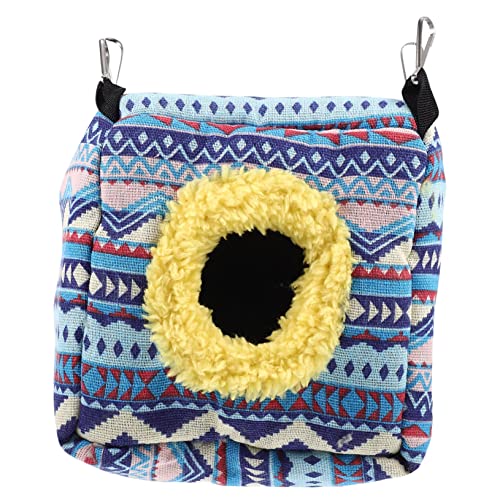 DRESSOOS Squirrel Cotton Hammock Für Kleintiere Warmer Schlafplatz Für Meerschweinchen Ratten Igel Hamster Blaues Wellenmuster Gemütlicher Rückzugsort Für Winterruhe von DRESSOOS