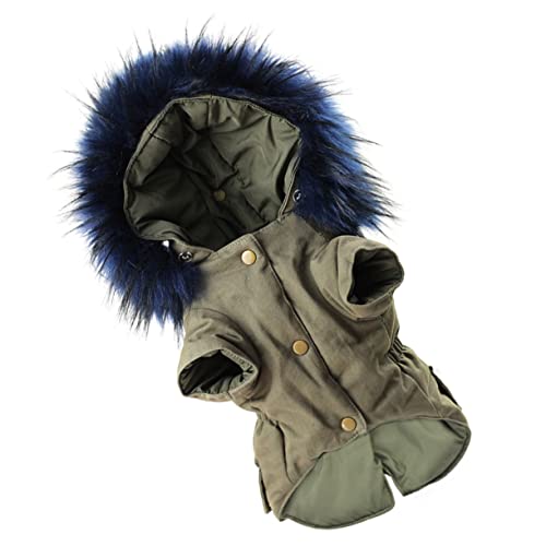 DRESSOOS Haustier-Baumwollkleidung Hund Herbst Kleidung Welpenkleidung Winterwelpe warme Hoodies äntel Hunde-Hoodie-Kleidung Hund Warmer Mantel Füße Jacke mit Hut zweibeinige Kleidung von DRESSOOS