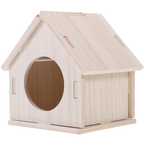 DRESSOOS Holz Hamsterhaus Holz Versteck Haus Hamster Schlafnest Kleintiere Haus Holz Mäusekäfig Klein Rattenhaus Hamsterhütte Klein Hamsterhaus Massivholz von DRESSOOS