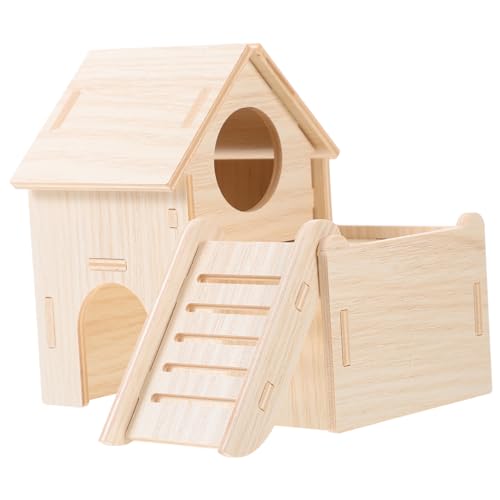 DRESSOOS Freigehege Meerschweinchen Holzversteck Für Kleintiere 2 Stöckiges Hamsterhaus Aus Massivem Ideal Als Rückzugsort Für Meerschweinchen Chinchillas Und Andere Nager DIY Labyrinth Für Haustiere von DRESSOOS