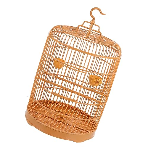 DRESSOOS Hühnerfutter Vogelfütterer Pavillon Vogelhäuschen Verschachtelung Vogelkäfig Vogelkäfig Rund Futterspender Für Vogelkäfige Papageienkäfig Vogelhäuschen Im Käfig Yellow Plastik von DRESSOOS