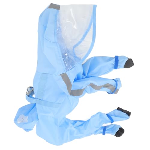 DRESSOOS Hund Regenmantel Regenmantel Haube Pufferjacke Für Hunde Welpenkleidung Hund Haustier Baumwollkleidung Für Hunde Hetzen Poncho Hunderegenmantel Mit Kapuze Polyester-TAFT Sky-Blue von DRESSOOS