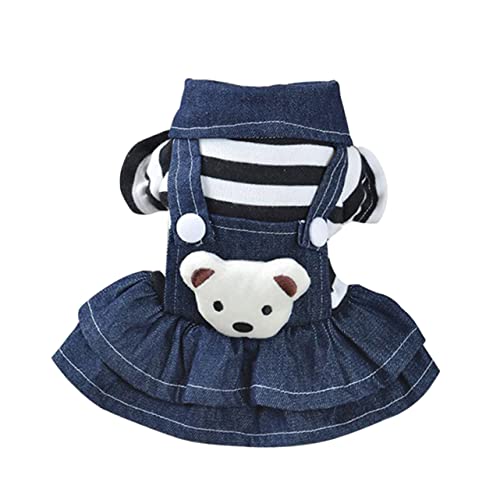 DRESSOOS Hundekleid Denim-Kleid Mit Streifen Für Welpen Hundepflege Bequeme Wärme Jahreszeit von DRESSOOS