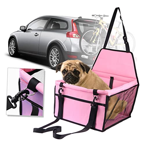 DRESSOOS Haustier Autositz Tasche Mesh Hundesitz Haustierbett Auto Reise Hund Rosa Dicke Unterstützung von DRESSOOS
