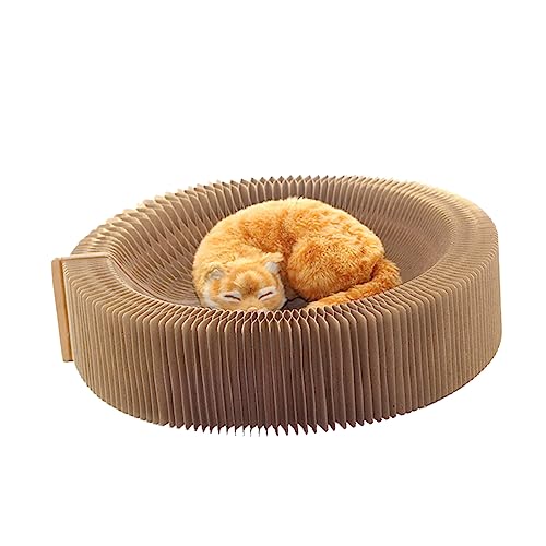 DRESSOOS Katzenkratzlounge Katzenkratzbrett katzenmöbel katzenbett kratztonnen für Katzen scharf Falten Übungsspielzeug für Katzen beissen Katzenkratzer Wellpapier kratzbaum für Katzen von DRESSOOS