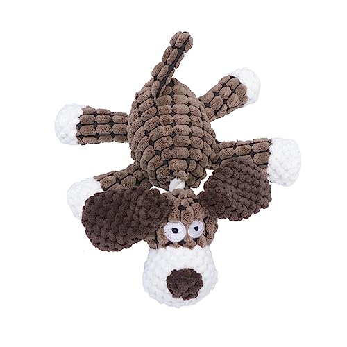DRESSOOS Plüsch Hundespielzeug Für Kleine Hunde Quietschendes Kauspielzeug Aus Hochwertigem Waschbarem Material Braun Interaktives Spielzeug Reaktionsfähigkeit Und Zahnpflege von DRESSOOS