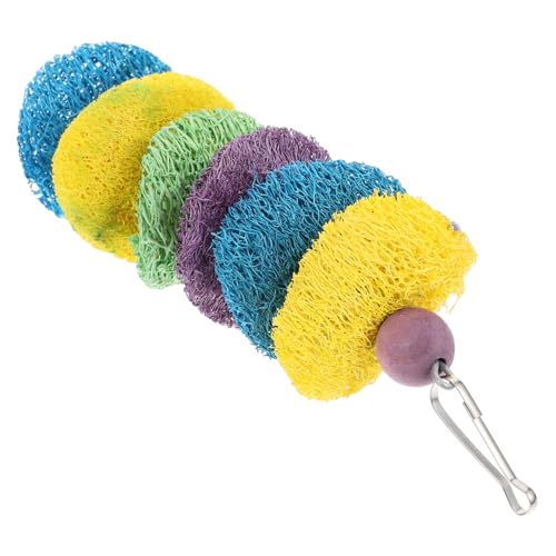 DRESSOOS Natural Wooden Chewing Toy Für Papageien Buntes Loofah-Spielzeug Hängen Für Vögel Und Zerstören Sicheres Kauspielzeug Für Wellensittiche Und Nymphensittiche von DRESSOOS