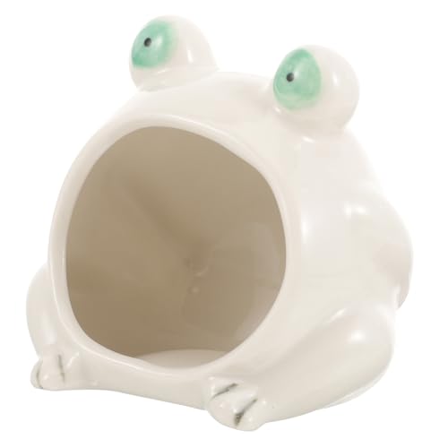 DRESSOOS Keramik Hamster Haus Versteck Frosch Form Für Hamster Meerschweinchen Chinchilla Tierhauses Schlafplatz Kühlendes Nest DRESSOOS Keramik Hamster Haus Versteck Frosch Form Für Hamster Meerschweinchen Chinchilla Tierhauses Schlafplatz Kühlendes Nest von DRESSOOS