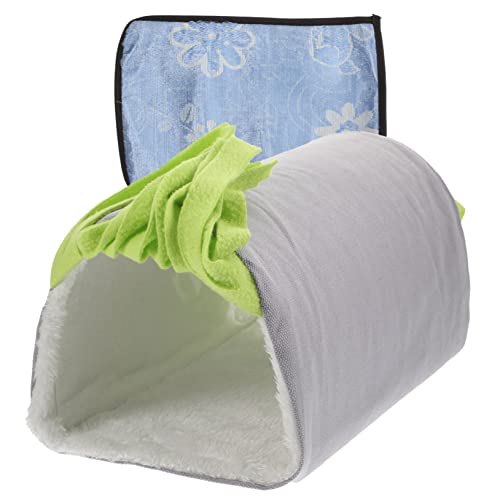 DRESSOOS Meerschweinchenbett Kleintier Tunnel Für Hamster Meerschweinchen Und Kaninchen Warmes Versteck Mit Quasten Graugrün Ideales Rückzugsort Für Kleine Haustiere Kuschelig Und Sicher von DRESSOOS