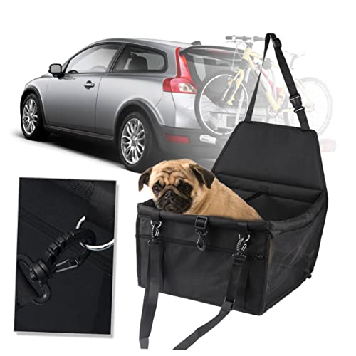 DRESSOOS Haustier-Sicherheitssitz atmungsaktives Mesh für Haustiere Katzen und Hunde Auto-Sicherheitssitz Schwarze Dicke Stützstangen Reisetasche Korb von DRESSOOS