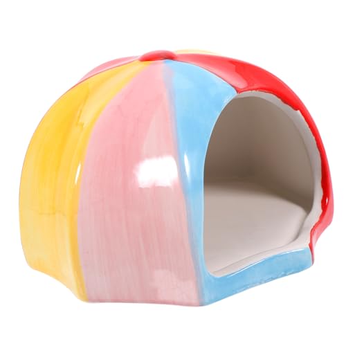 DRESSOOS Hamsterhaus Aus Keramik Nest Kühlversteck Für Chinchillas Meerschweinchen Dekorative Regenbogen Zeltform Leicht Zu Reinigen von DRESSOOS