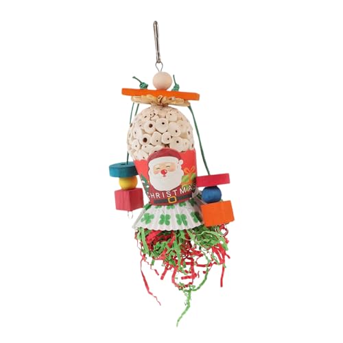 DRESSOOS Hängendes Vogelspielzeug Für Papageien Natürliche Kauspielzeuge Für Haustiere Beschäftigung Schreddern Dekoratives Spielzeug Für Vögel Weihnachtsdesign Zufällige Farbwahl von DRESSOOS