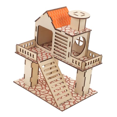 DRESSOOS Pet Channel Toys Hamster Holzverstecke Kleintier Holzhaus Hamsterkäfig Hamsterversteck Meerschweinchen Ruhehaus Rattenzubehör Entzückendes Rattenhaus Meerschweinchenhaus von DRESSOOS