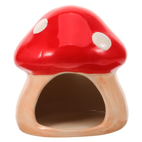 DRESSOOS Pilzform Geformtes Schlafnest Keramik Hamster Hedgehog Versteck Kleiner Tier Versteck Sommer Kühlhaus Haustierhäuser Hamster Spielplatz Sommer Hamster Versteck Hamster Bett von DRESSOOS