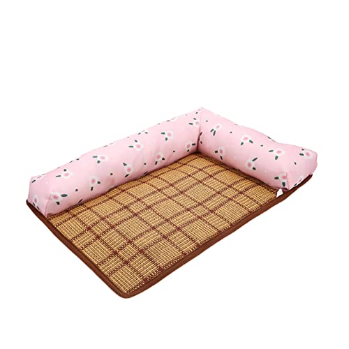 DRESSOOS Sommermatte Katze Kühlbett Kaninchen Kühlmatte Coole Pads Für Hunde Hundebett Mit Kühlbett Katze Sommerbett Schlafunterlage Kühlbox Matte Atmungsaktiv Stoff Rattan-Matte von DRESSOOS