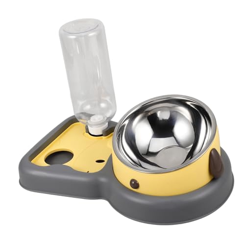 DRESSOOS Katzenfutternapf Automatischer Wasserspender 500 Ml Gelb Sicher Für Hunde Und Katzen Einfach Zu Verwenden Abnehmbarer Futternapf Ohne Boden von DRESSOOS