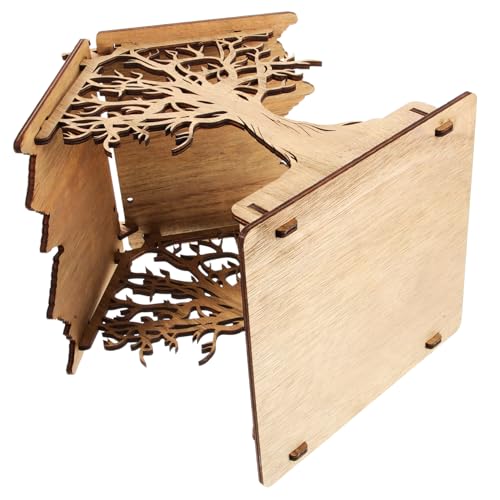 DRESSOOS Vogelkäfig Aus Holz Für Den Außenbereich, Rattensicher, Zum Aufhängen, Vogelfutterspender Für Den Innenhof, Garten, Vogelfutterspender Für Vogelkäfige, Futterhalter, Holzhaus von DRESSOOS