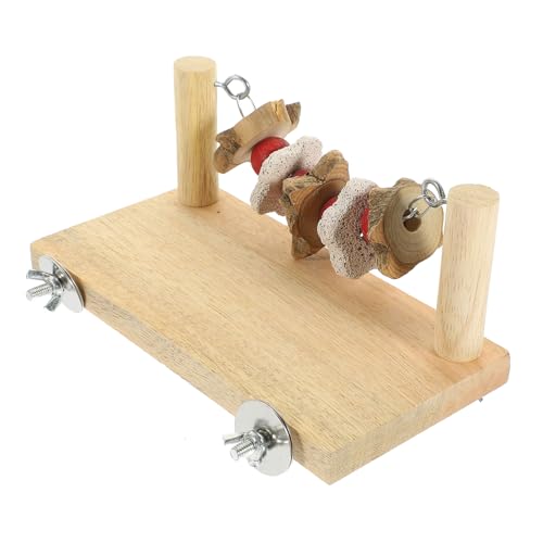 DRESSOOS Papageienkäfig-Zubehör Sitzstange aus Holz mit Kauspielzeug Stein verbessert den Gesundheitsspaß der Vögel von DRESSOOS