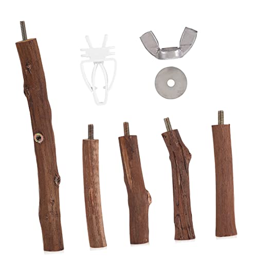 DRESSOOS Holzsitzstange Für Papageien Kükenfutter Sitzstange Für Vögel Aus Grapwood Mit Gemüseklammern Breit Ideal Für Papageien Sittiche Nymphensittiche Und Andere Kleinvögel Vogelkäfig Zubehör von DRESSOOS
