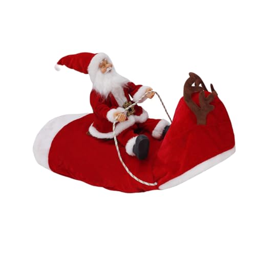 DRESSOOS Welpen-Performance-kostüm Mit Weihnachtsmann- Und Elchmotiv Rot Bequem Stilvoll Haustier-hundekleidung von DRESSOOS
