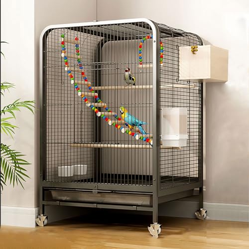Flugkäfig für kleine Papageien DIY Indoor/Outdoor mit Rädern - Abnehmbares Tablett & Reise Vogel Kanarienvogel Nymphensittiche Lovebird Wellensittiche Finkenkäfige von DRFGHK