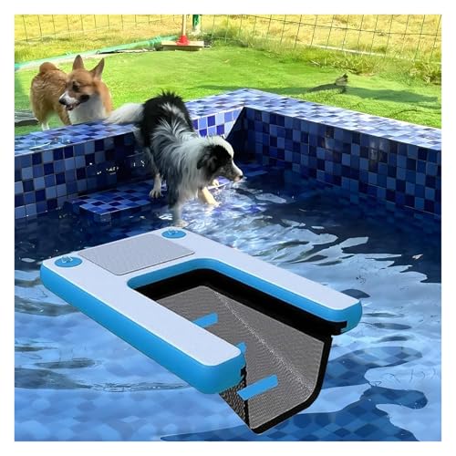 Portable Safety Floating Dock for Small and Large Dogs, Inflatable Dog Ramp Made of PVC Boat Jettes, Foldable Water in Pack 2, 3 4 Swimming Pools (Blue, Set 4) von DRFGHK