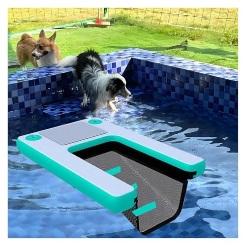Portable Safety Floating Dock for Small and Large Dogs, Inflatable Dog Ramp Made of PVC Boat Jettes, Foldable Water in Pack 2, 3 4 Swimming Pools (Green, Set 2) von DRFGHK