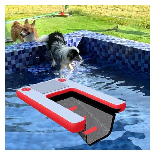 Portable Safety Floating Dock for Small and Large Dogs, Inflatable Dog Ramp Made of PVC Boat Jettes, Foldable Water in Pack 2, 3 4 Swimming Pools (Red, Set 2) von DRFGHK