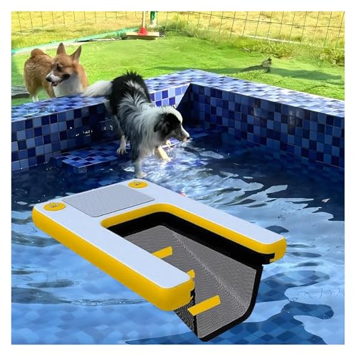 Portable Safety Floating Dock for Small and Large Dogs, Inflatable Dog Ramp Made of PVC Boat Jettes, Foldable Water in Pack 2, 3 4 Swimming Pools (Yellow, Set 1) von DRFGHK