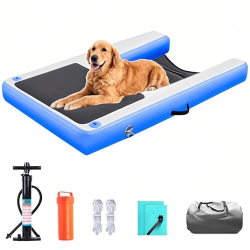 Water Dog Climbing Ladder for Large Dogs, Foldable Pool Ramp with Eva Non-Slip Pad & 3 Nylon Handles Weighted Net Underwater, 3D Step Design, Boat Lake (Blue) von DRFGHK