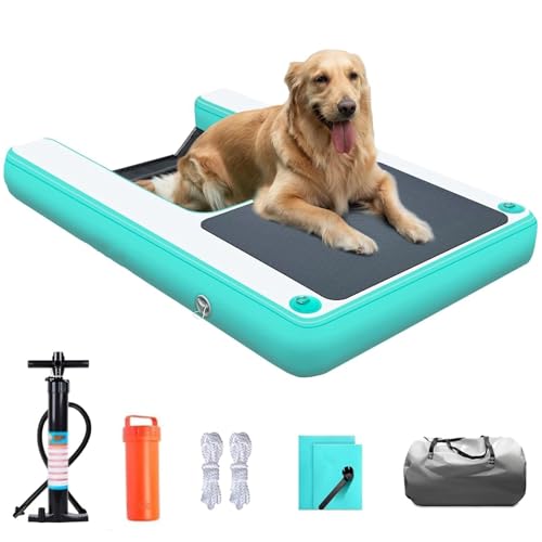 Water Dog Climbing Ladder for Large Dogs, Foldable Pool Ramp with Eva Non-Slip Pad & 3 Nylon Handles Weighted Net Underwater, 3D Step Design, Boat Lake (Green) von DRFGHK