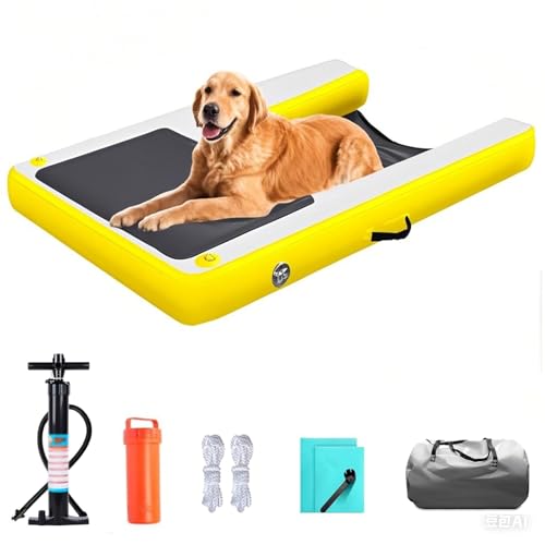 Water Dog Climbing Ladder for Large Dogs, Foldable Pool Ramp with Eva Non-Slip Pad & 3 Nylon Handles Weighted Net Underwater, 3D Step Design, Boat Lake (Yellow) von DRFGHK