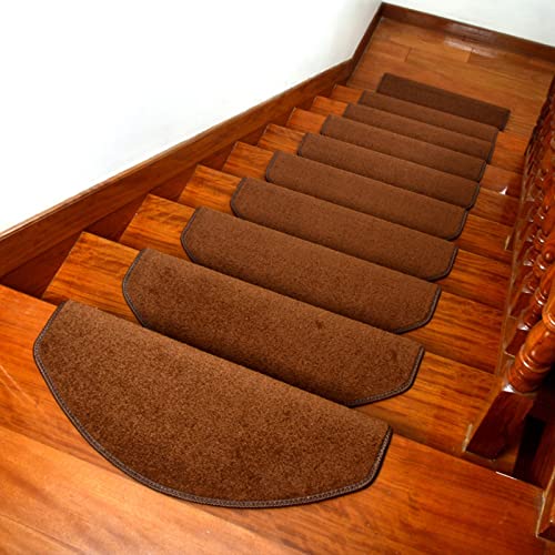 Set mit 15 Treppenstufen, Teppich, rutschfest, abnehmbar, waschbar, selbstklebend, einfache Installation, für ältere Kinder und Haustiere, brauner Halbkreis, 75 * 24 cm Set mit 15 Treppenstufen, Teppich, rutschfest, abnehmbar, waschbar, selbstklebend, einfache Installation, für ältere Kinder und Haustiere, brauner Halbkreis, 75 * 24 cm von DRHLHY