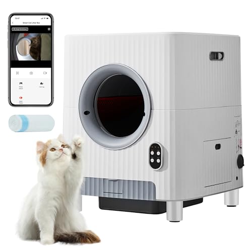 DRIXNO Selbstreinigende Katzentoilette Elektrisches, Automatisches Katzenklo Privatsphäre-Kamera für Echtzeit-Überwachung, Doppelte Desodorierung Katzenrobo, Self Cleaning Cat Litter Box von DRIXNO