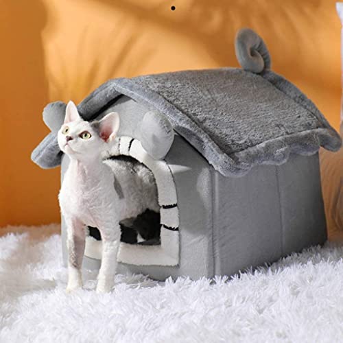 Katzenbett Haustierbett Abnehmbares Katzenbett Haus Zwinger Nest Haustiernest Katzenzelt Hundehütte Winter Warm Hundehaus Kissen Haustierprodukte Katzenmatte Haustierbett Hundesofa Schlafen (Color : von DRMEE