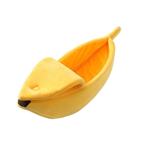 Katzenbett Haustierbett Creative Style Bananen-Katzen-Hundehütte, Warm, Gelb, Für Den Innenbereich, Waschbar, Verdicken, Boot, Haustierhaus Hundesofa Schlafen (Color : Yellow, Size : 40x15x10cm) von DRMEE