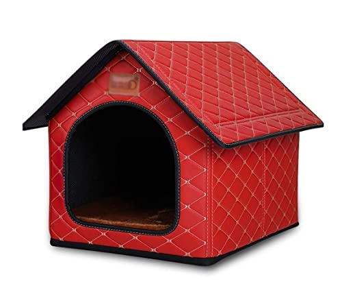 Katzenbett Haustierbett Großes Haustierbett, Hundekatzenhaus, Höhle, Bequeme Zwingermatte Für Haustierwelpen, Winter, Sommer, Faltbare Katzenhaustiernestversorgung Hundesofa Schlafen (Color : Rood, von DRMEE