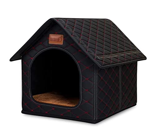 Katzenbett Haustierbett Großes Haustierbett, Hundekatzenhaus, Höhle, Bequeme Zwingermatte Für Haustierwelpen, Winter, Sommer, Faltbare Katzenhaustiernestversorgung Hundesofa Schlafen (Color : Black, von DRMEE