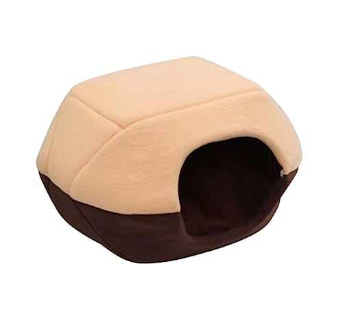 Katzenbett Haustierbett Haustier Bett Winter Katze Hund Bett Haus Faltbare Weiche Warme Tier Welpen Höhle Schlaf Matte Pad Nest Haustier Liefert Hundesofa Schlafen (Color : Brown, Size : 45 * 48cm) von DRMEE