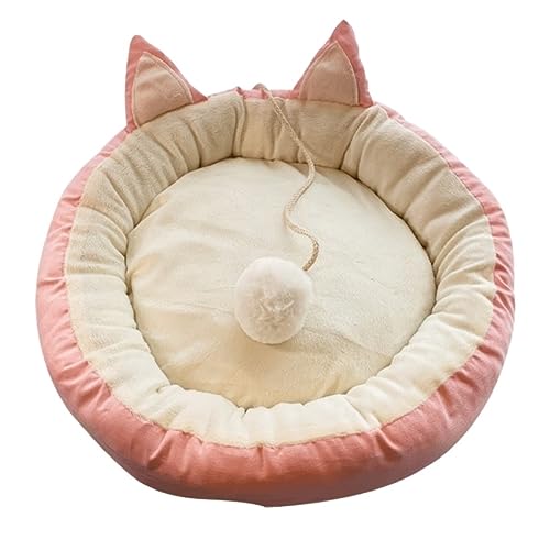 Katzenbett Haustierbett Haustierbett, Haustierzelt, Höhlenbett, bedrucktes Katzenhaus, Katzennest, selbstwärmend, bequem, dreieckig, Hundebett, Haustierzelt Hundesofa Schlafen (Color : Rosa, Size : von DRMEE