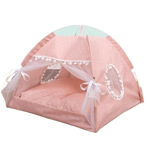 Katzenbett Haustierbett Hunde-Katzen-Zelt, Katzenbett Für Bett, Tragbare Tiere, Zelte Für Drinnen Und Draußen, Haustierbett, Zelt, Hunde- Und Katzenbett Hundesofa Schlafen (Color : Rosa, Size : 50x5 von DRMEE