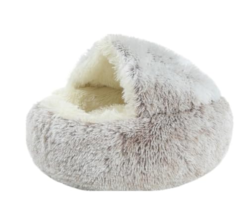 Katzenbett Haustierbett Hundebett, Künstliches Welpen- Und Kätzchenbett, Rundes, Beruhigendes Kuschelbett Für Kleine, Mittelgroße Katzen Oder Hunde, Selbst Drinnen Hundesofa Schlafen (Color : A, Siz von DRMEE