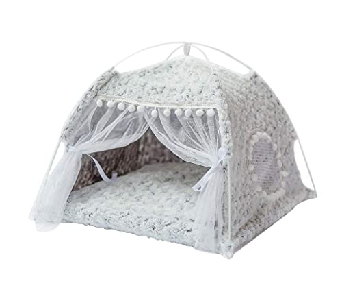 Katzenbett Haustierbett Winter Warme Haustier Bett Faltbare Kleine Katzen Zelt Haus Kätzchen Für Hund Korb Betten Nette Katze Häuser Hause Kissen Haustier Zwinger Hundesofa Schlafen (Color : A, Size von DRMEE