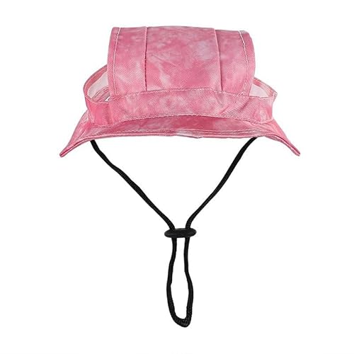 Fischerhüte für Haustiere – Batik-Baumwollvisier mit Ohrlöchern, verstellbar, runde Krempe, Fischerhut, Sonnenschutz für kleine Hunde, Katzen, Sommer, Outdoor, Reisen, Strand (Nr. 3, M) von DSAoTeng
