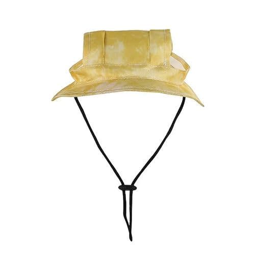 Fischerhüte für Haustiere – Batik-Baumwollvisier mit Ohrlöchern, verstellbar, runde Krempe, Fischerhut, Sonnenschutz für kleine Hunde, Katzen, Sommer, Outdoor, Reisen, Strand (Nr. 4, M) von DSAoTeng