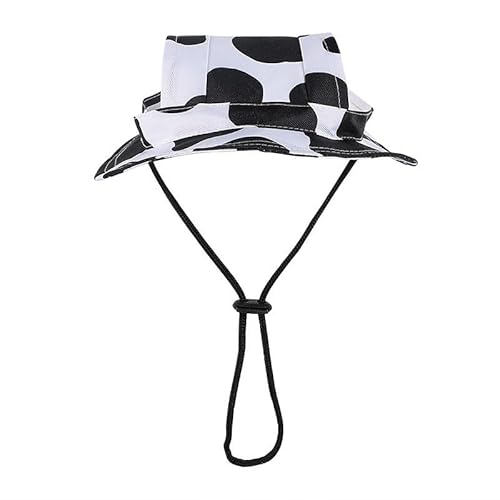 Fischerhüte für Haustiere – Batik-Baumwollvisier mit Ohrlöchern, verstellbare runde Krempe, Fischerhut, Sonnenschutz für kleine Hunde, Katzen, Sommer, Outdoor, Reisen, Strand (Nr. 6, M) von DSAoTeng