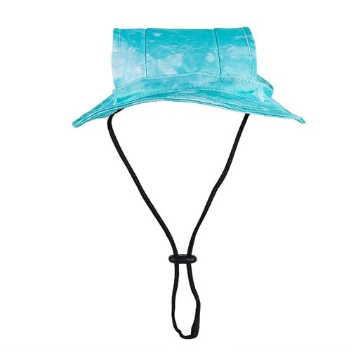 Fischerhüte für Haustiere – Batik-Baumwollvisier mit Ohrlöchern, verstellbare runde Krempe, Fischermütze, Sonnenschutz für kleine Hunde, Katzen, Sommer, Outdoor, Reisen, Strand (Nr. 2, S) von DSAoTeng