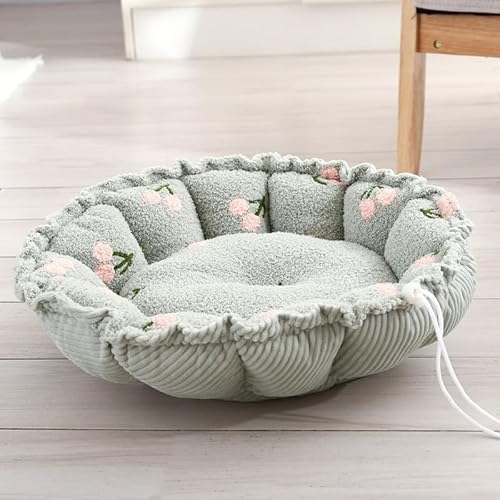 Rundes Haustierbett mit Kordelzug, Wolkensamt und Kordsamt, weich, gemütlich, Blumenform, Kissen, Korb mit vielseitigem Doppelnutzungs-Design, für Welpen, Kätzchen, drinnen und alle Jahreszeiten (#2 Rundes Haustierbett mit Kordelzug, Wolkensamt und Kordsamt, weich, gemütlich, Blumenform, Kissen, Korb mit vielseitigem Doppelnutzungs-Design, für Welpen, Kätzchen, drinnen und alle Jahreszeiten (#2 von DSAoTeng